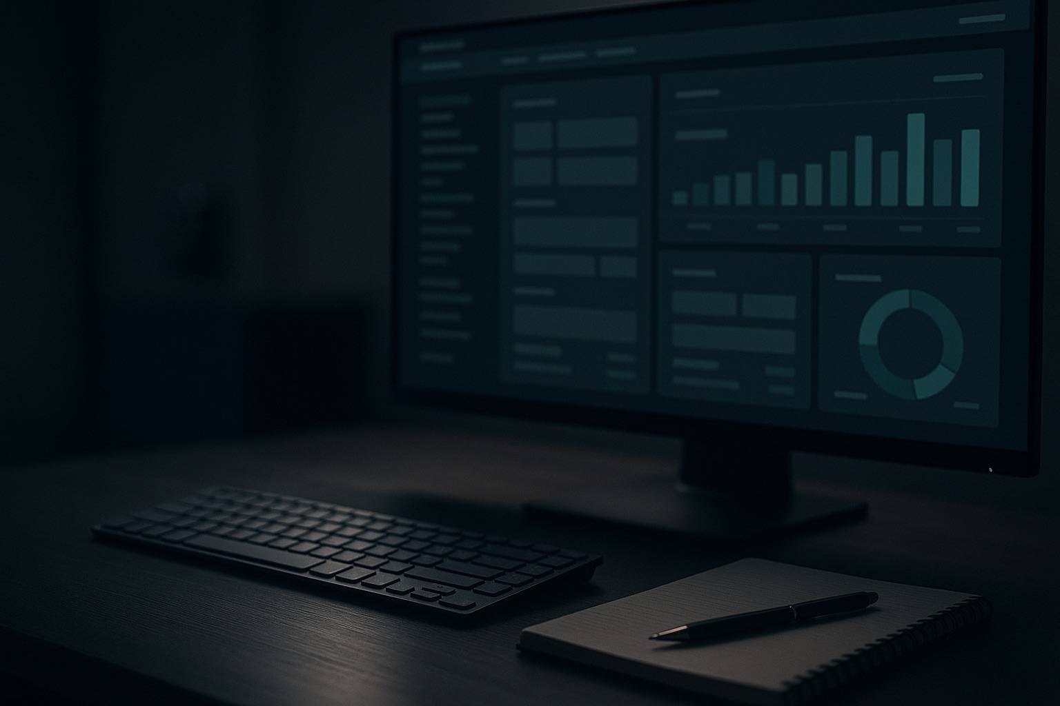 Operations desk monitor showing aviation dashboard